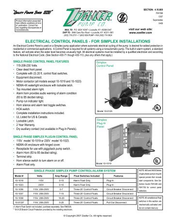 FM1596-Simplex Control Panel Catalog Sheet - Pump Express