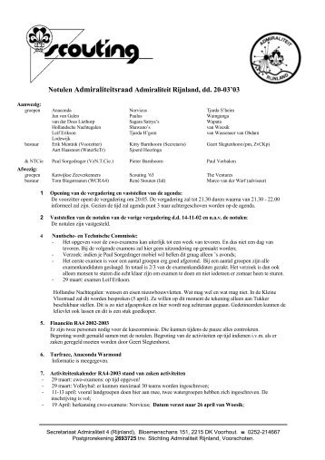 Notulen 20 maart 2003 - Regionale Admiraliteit Rijnland