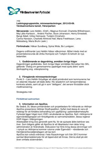 2012-03-09 Ledningsgrupp - Vårdsamverkan Fyrbodal