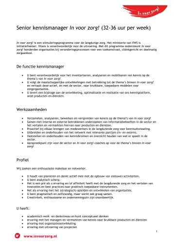 Senior kennismanager In voor zorg! (32-36 uur per week)