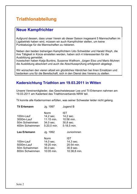Plattfuß-Online Nr. 5, Ausgabe März 2011 - ASV Duisburg