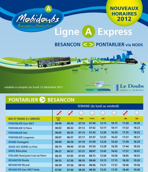 Afficher les horaires de la ligne A Express