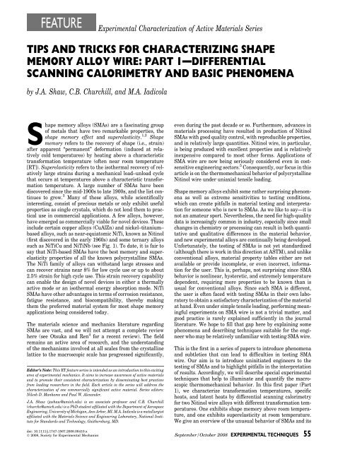 tips and tricks for characterizing shape memory alloy wire