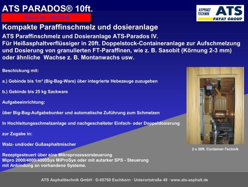 und Dosieranlage ( - ATS Asphalttechnik Gmbh