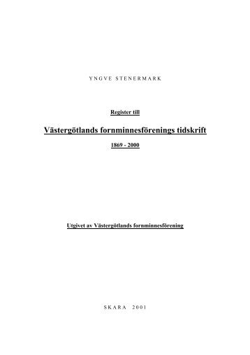 A, Alfabetiskt register - Västergötlands Fornminnesförening