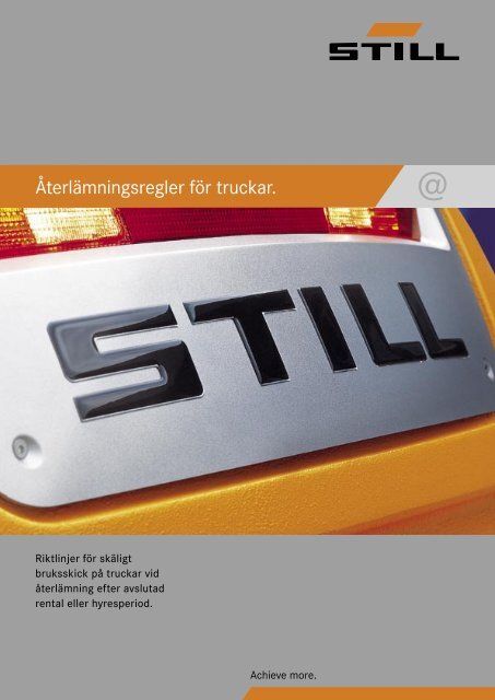 Återlämningsregler för truckar - Still Stocka AB