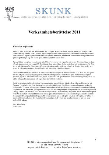 Skunk verksamhetsberättelse 2011