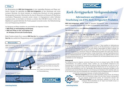 Kork-Fertigparkett Verlegeanleitung