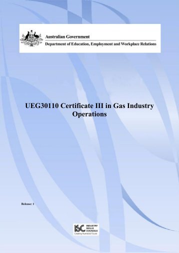 UEG30110 Certificate III in Gas Industry Operations - National ...