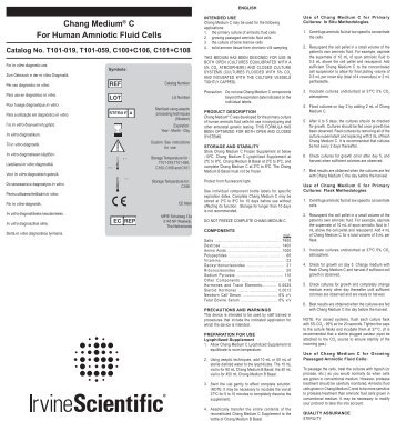 Chang C T101 Insert - Irvine Scientific