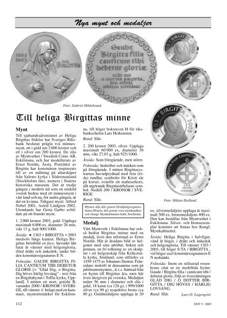 SEPTEMBER 5 • 2003 - Svenska Numismatiska Föreningen