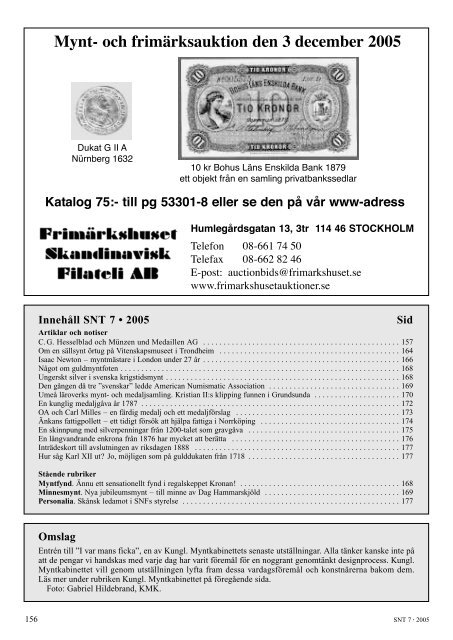 NOVEMBER 7 • 2005 - Svenska Numismatiska Föreningen