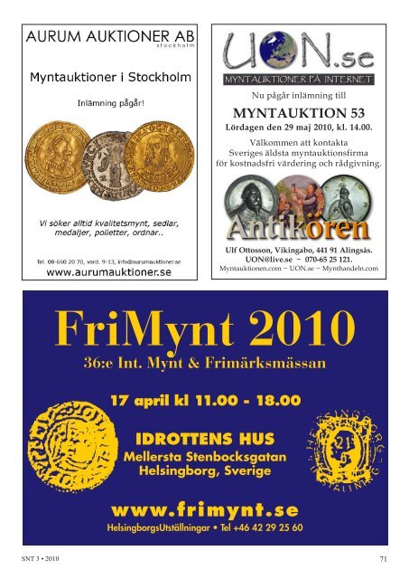 APRIL 3 • 2010 - Svenska Numismatiska Föreningen