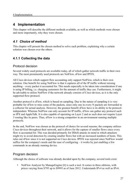 Implementation of data collection tools using NetFlow for statistical ...