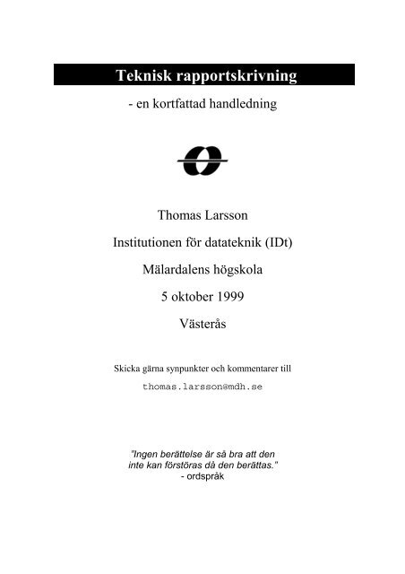 teknisk rapport mall