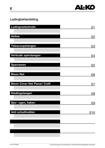 E Ladingbehandeling E1 E2 E3 E4 E5 E6 E7 E8 E9 E10 - AL-KO