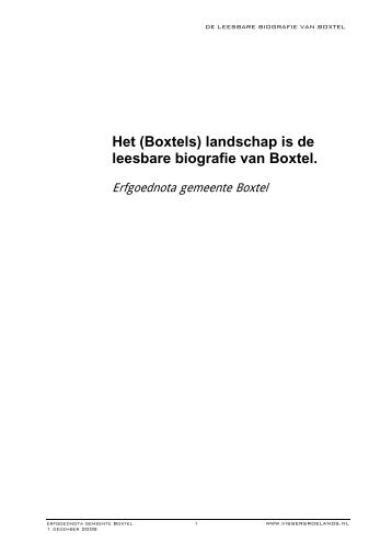 Erfgoednota 1 - Gemeente Boxtel