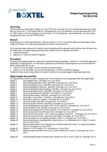 Verleende vergunning voor kV-station - Gemeente Boxtel