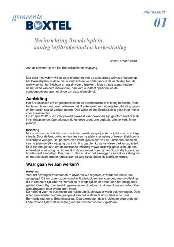Herinrichting Breukelsplein, aanleg infiltratieriool ... - Gemeente Boxtel