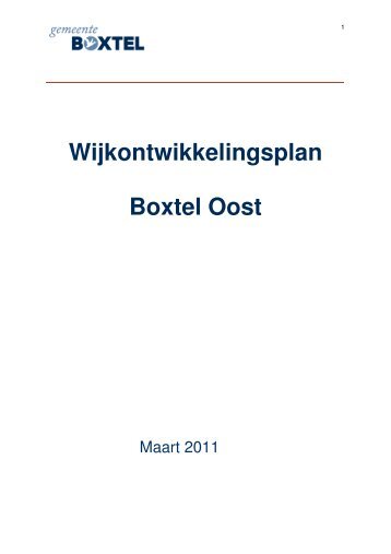 Wijkontwikkelingsplan Boxtel Oost - Gemeente Boxtel