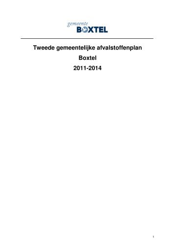 Afvalstoffenplan 2011-2014 - Gemeente Boxtel