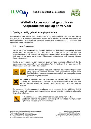 Wettelijk kader voor het gebruik van fytoproducten: opslag en ... - PCS