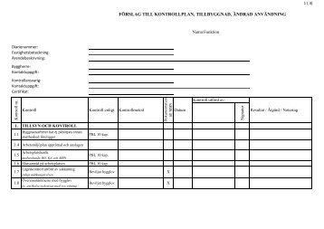FÖRSLAG TILL KONTROLLPLAN, TILLBYGGNAD, ÄNDRAD ...