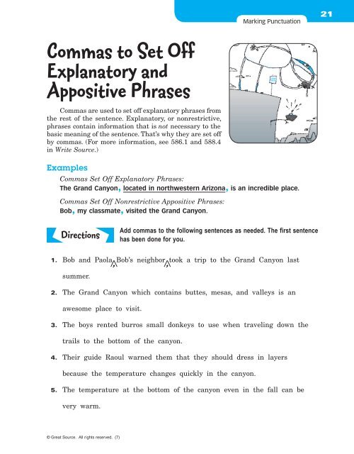 Commas To Set Off Explanatory Phrases Worksheet