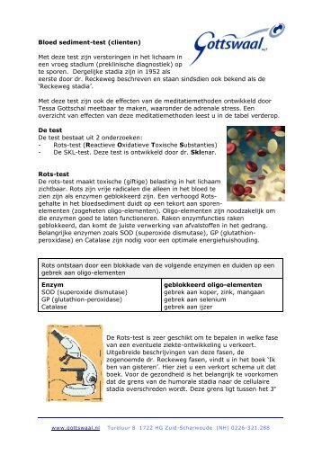 Bloed sediment-test (cliënten) Met deze test zijn verstoringen in het ...