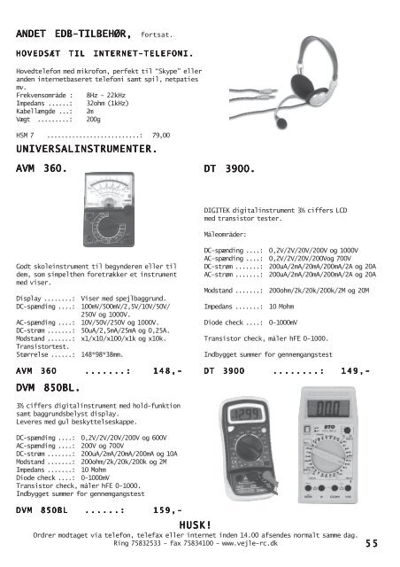 VEJLE RC ELEKTRONIK Aps KATALOG NR. 22 TLF.: 75 83 25 33