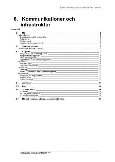 Kapitel 6 - Kommunikationer och infrastruktur - Hagfors