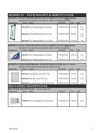 Prisliste 2007 - Memoplan - komplet - Millex