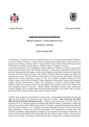 comunicato stampa congiunto della provincia e del comune di ...