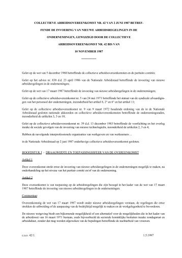 CAO 42 van 2 juni 1987 - Nationale Arbeidsraad