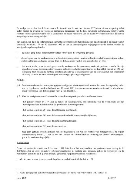 CAO 42 van 2 juni 1987 - Nationale Arbeidsraad