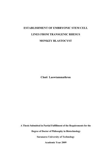 establishment of embryonic stem cell lines from transgenic rhesus ...