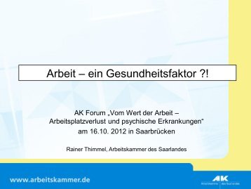 Präsentation Rainer Thimmel - Arbeitskammer des Saarlandes