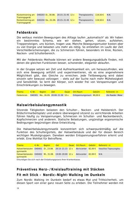 2. Halbjahr 2005., Stand 19. Mai 2005 - EVK Mettmann