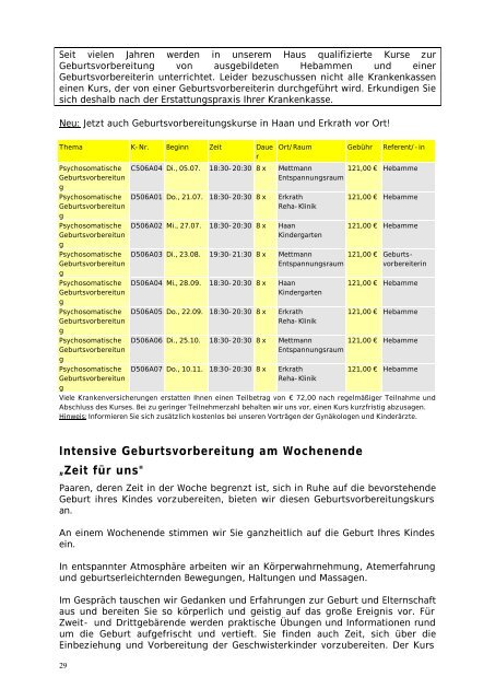 2. Halbjahr 2005., Stand 19. Mai 2005 - EVK Mettmann