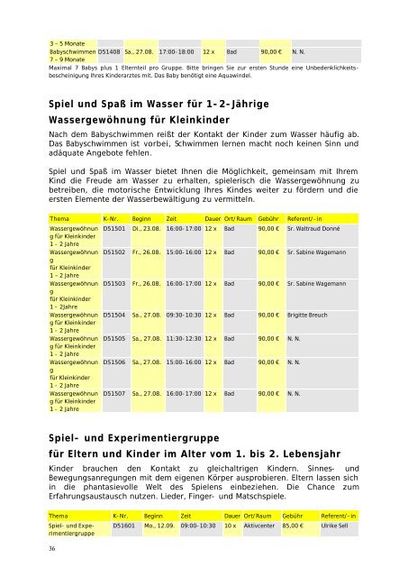 2. Halbjahr 2005., Stand 19. Mai 2005 - EVK Mettmann