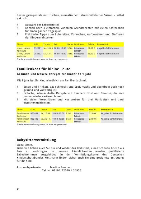 2. Halbjahr 2005., Stand 19. Mai 2005 - EVK Mettmann