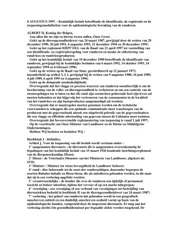 Koninklijk besluit betreffende de identificatie, de registratie en de ...