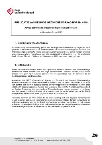 Advies betreffende hittebestendige keramische vezels