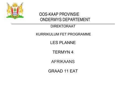 Gr. 11 Lesplan - Curriculum