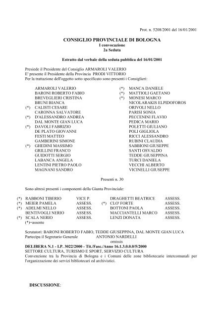 Convenzione 2001-2003 (119 KB) - Provincia di Bologna