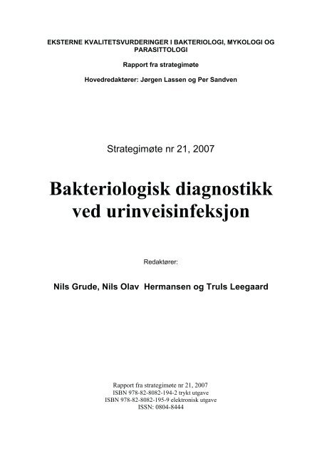 Bakteriologisk diagnostikk ved urinveisinfeksjon - Nasjonalt ...