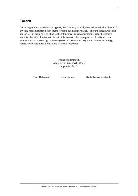 Radonmembraner som sperre for maur (pdf) - Nasjonalt ...