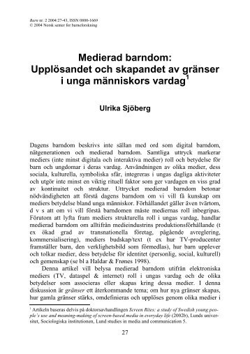 Medierad barndom: Upplösandet och skapandet av gränser ... - NTNU