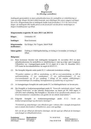 2013-0014-7 Klagenemndas avgjørelse 607409_13_0.pdf - KOFA