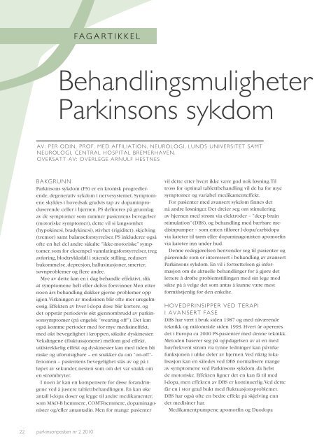 gir stafettpinnen videre - Norges Parkinsonforbund